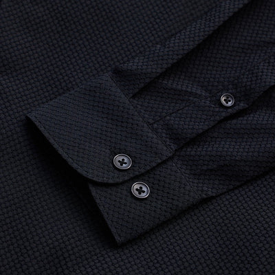 Black Textured Slim Fit Shirt