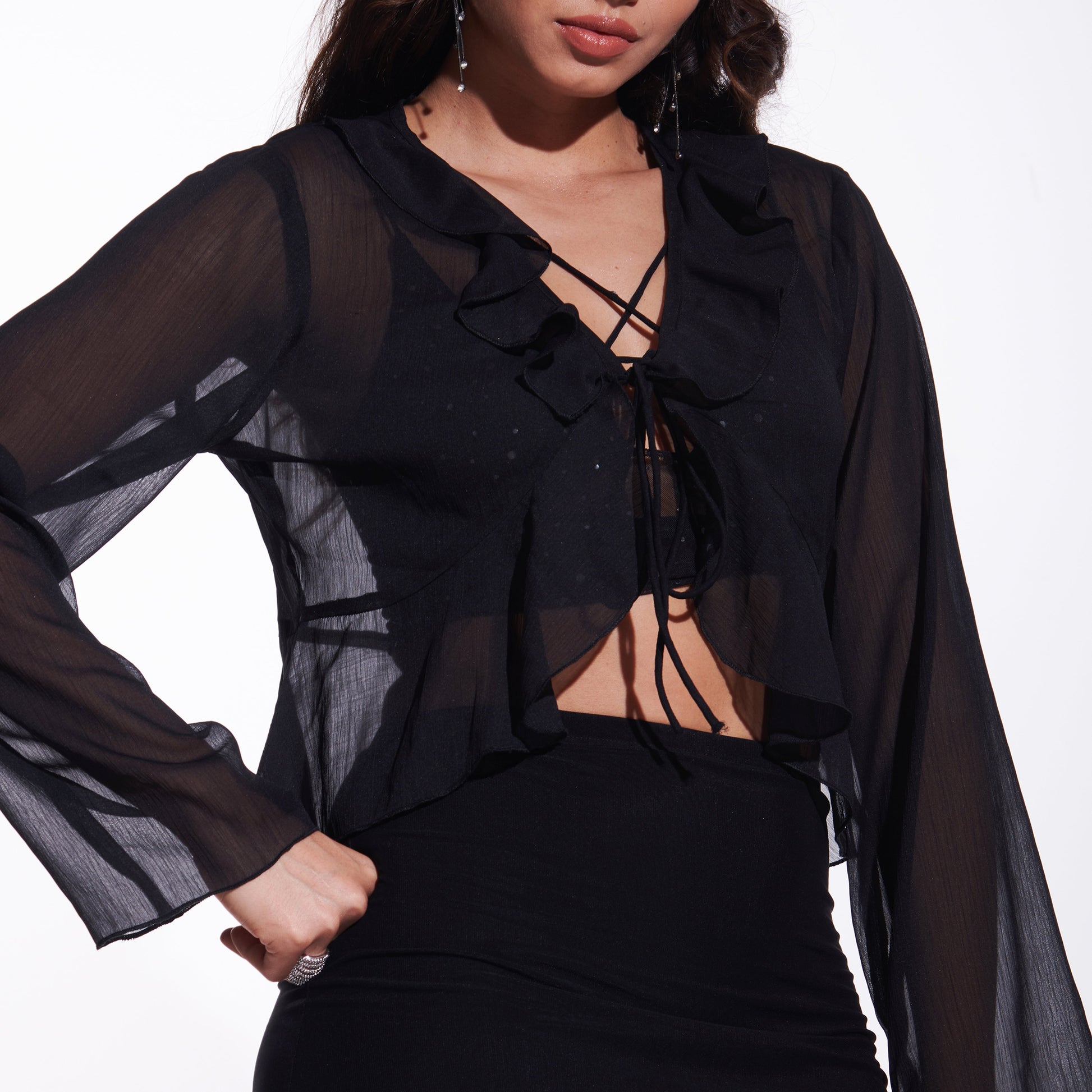 Black Ruffle Shrug