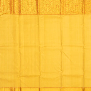 Gold Handloom Kanchipuram Silk Saree With Floral Jaal Motifs