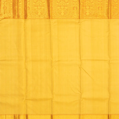 Gold Handloom Kanchipuram Silk Saree With Floral Jaal Motifs