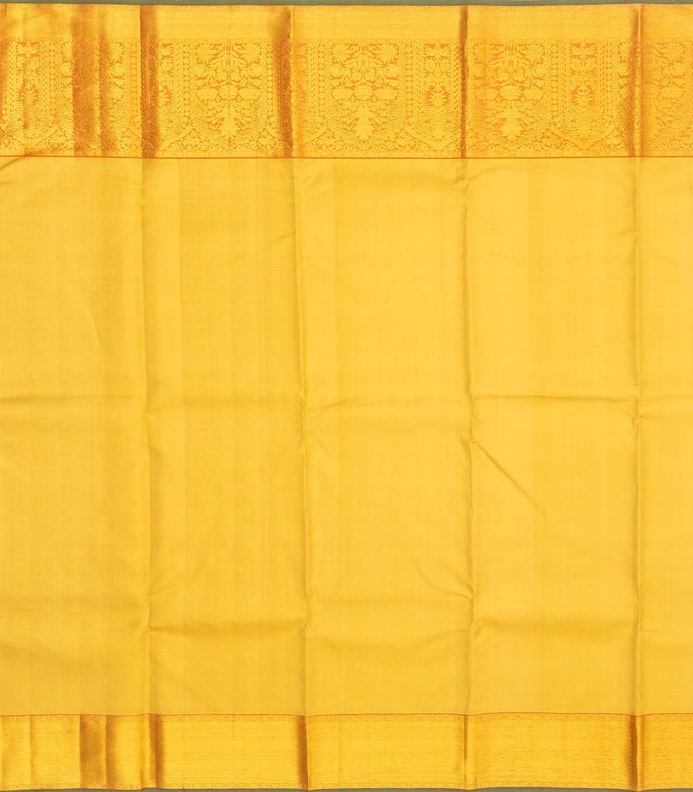 Gold Handloom Kanchipuram Silk Saree With Floral Jaal Motifs