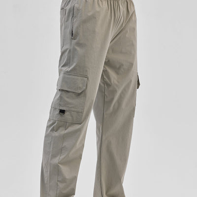Light Grey Relaxed Fit Parachute Pants
