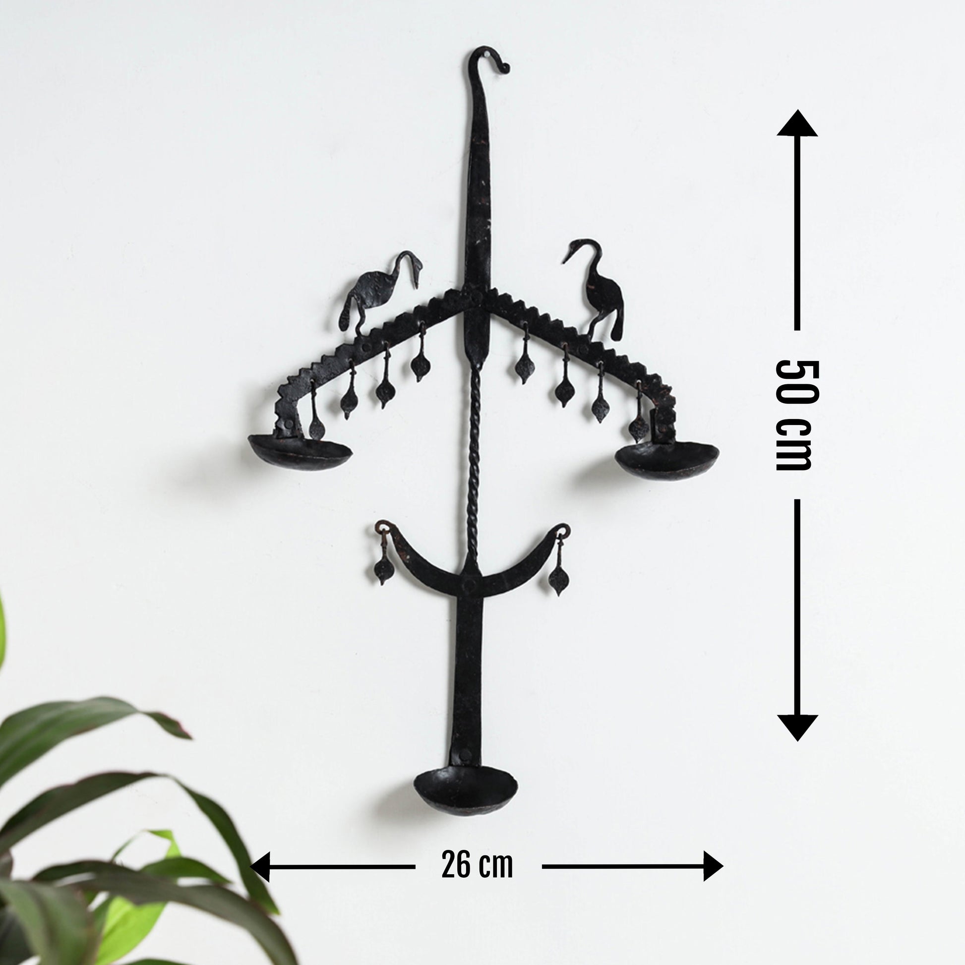 Bastar Tribal Wrought Iron 3 Diya / Candle Stand