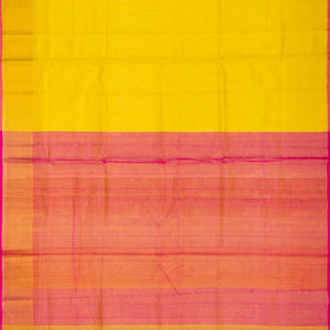 Yellow Handloom Uppada Plain Silk Saree With Pink Border