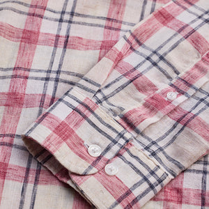 Red Checks Linen Blend Shirt