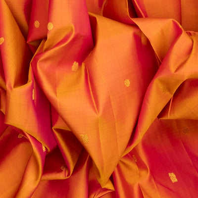 Peach Handloom Kanchipuram Silk Saree With Annam Chakaram Buttas