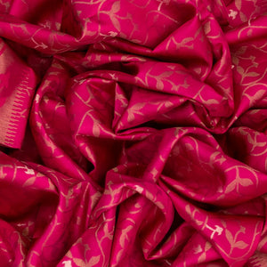 Pink Handloom Soft Silk Saree With Floral Jaal Motifs