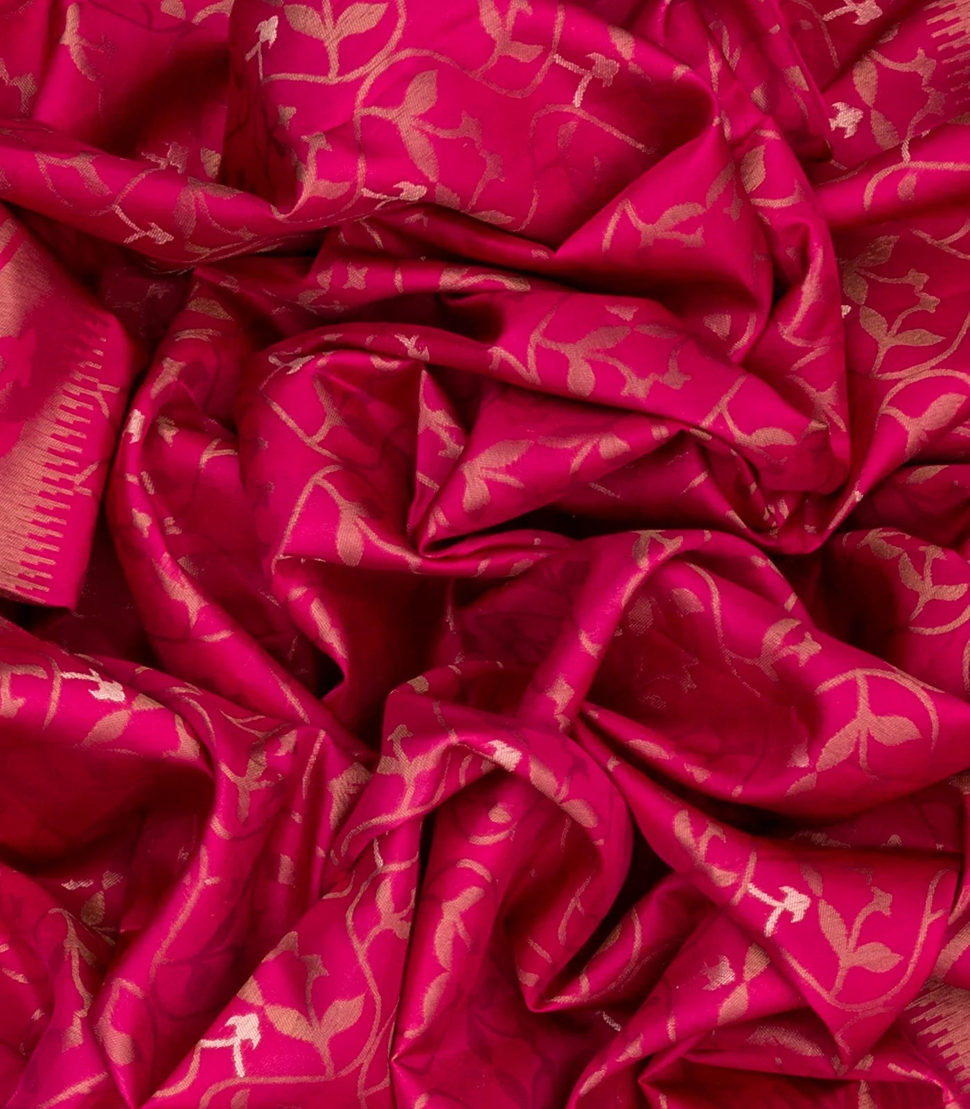 Pink Handloom Soft Silk Saree With Floral Jaal Motifs
