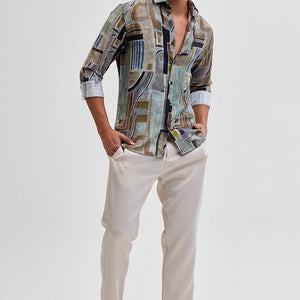 Brown Textured Abstract Shirt