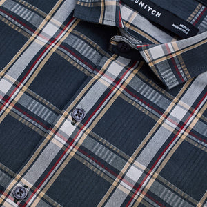 Dark Green Checks Slim Fit Shirt