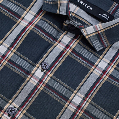 Dark Green Checks Slim Fit Shirt