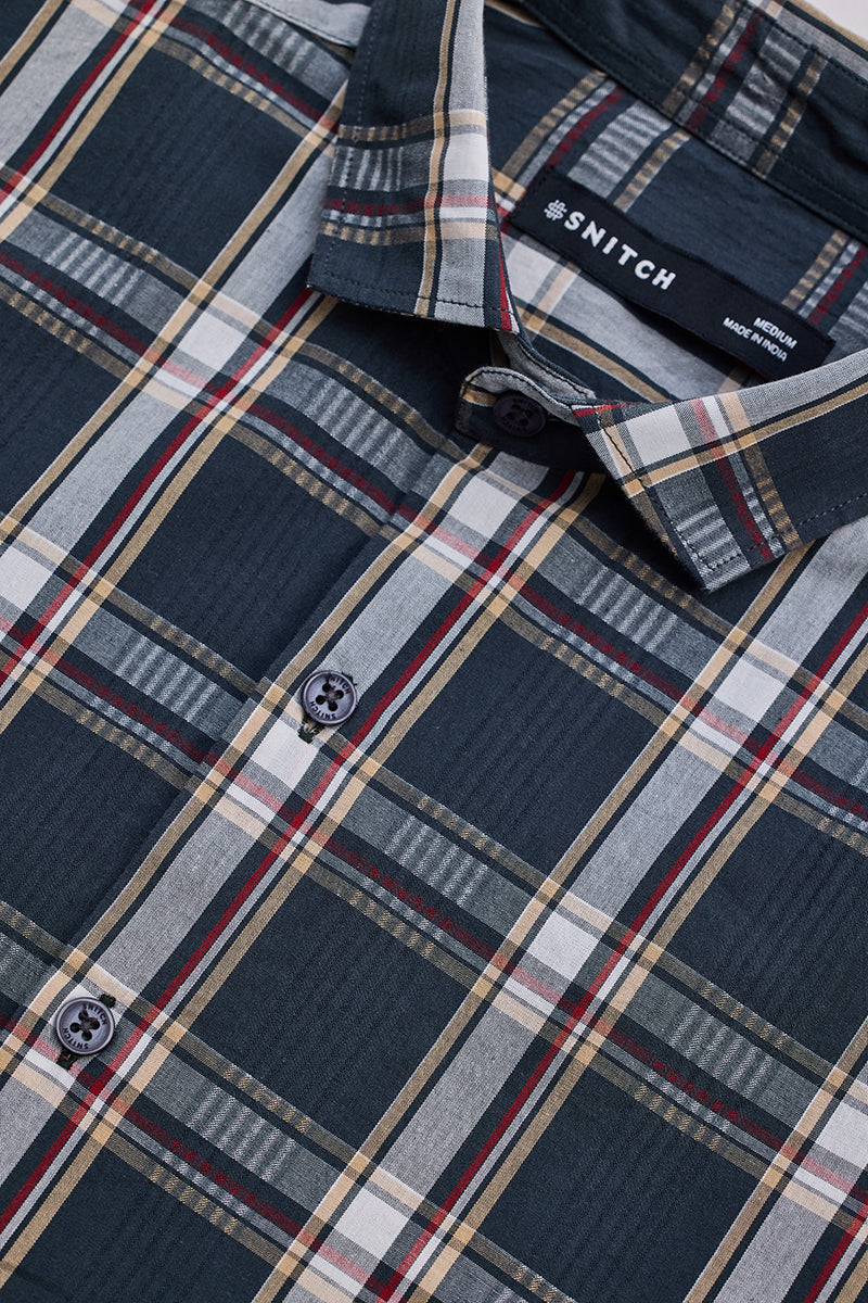 Dark Green Checks Slim Fit Shirt