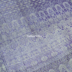 Lilac Flower Brocade Banarasi Handloom Silk Saree