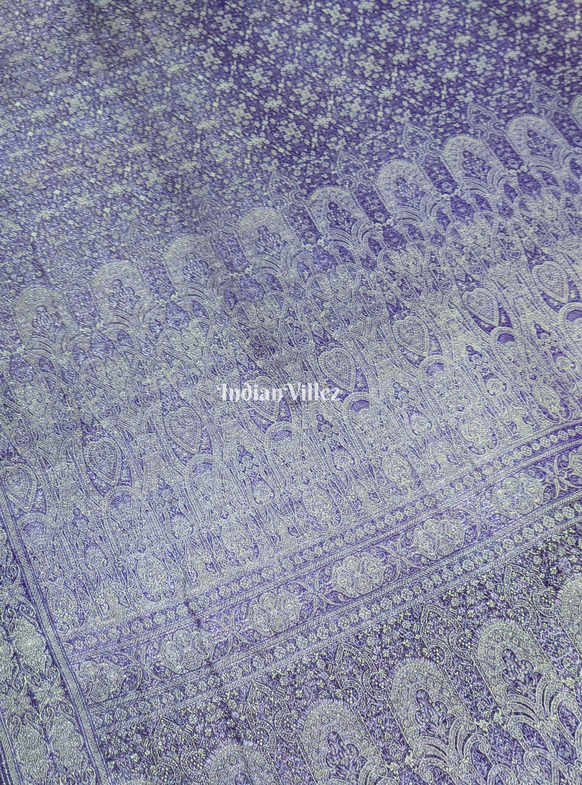 Lilac Flower Brocade Banarasi Handloom Silk Saree