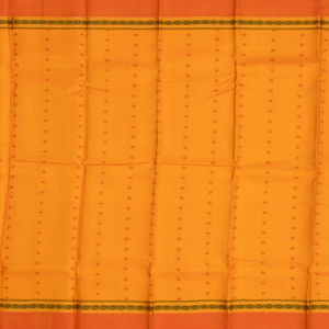 Mustard Handloom Kanchi Cotton Saree With Rudraksham Motifs
