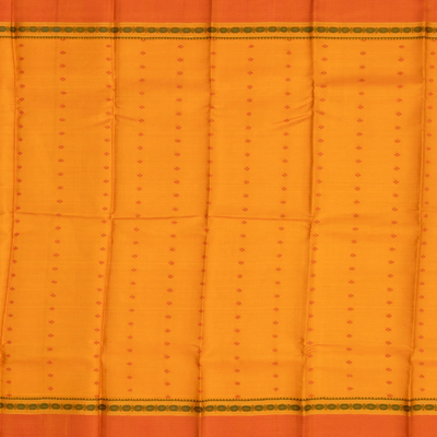 Mustard Handloom Kanchi Cotton Saree With Rudraksham Motifs