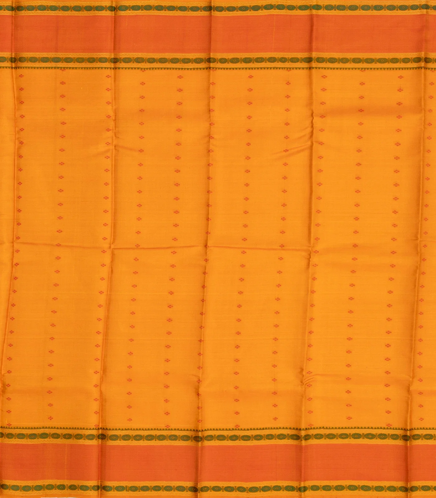 Mustard Handloom Kanchi Cotton Saree With Rudraksham Motifs