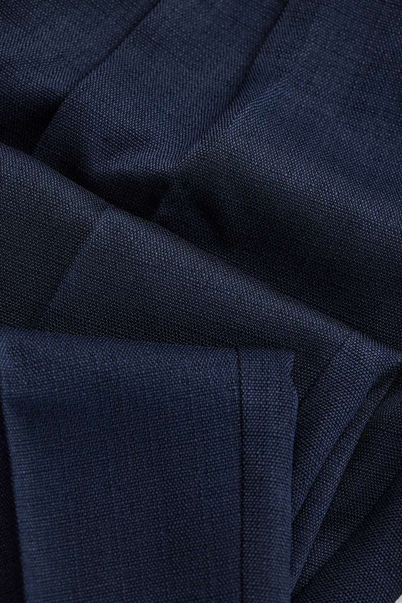 Navy Textured Relaxed Fit Trousers