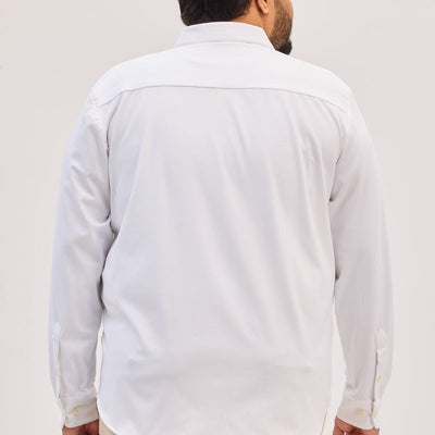 White Regular Fit Stretch Shirt