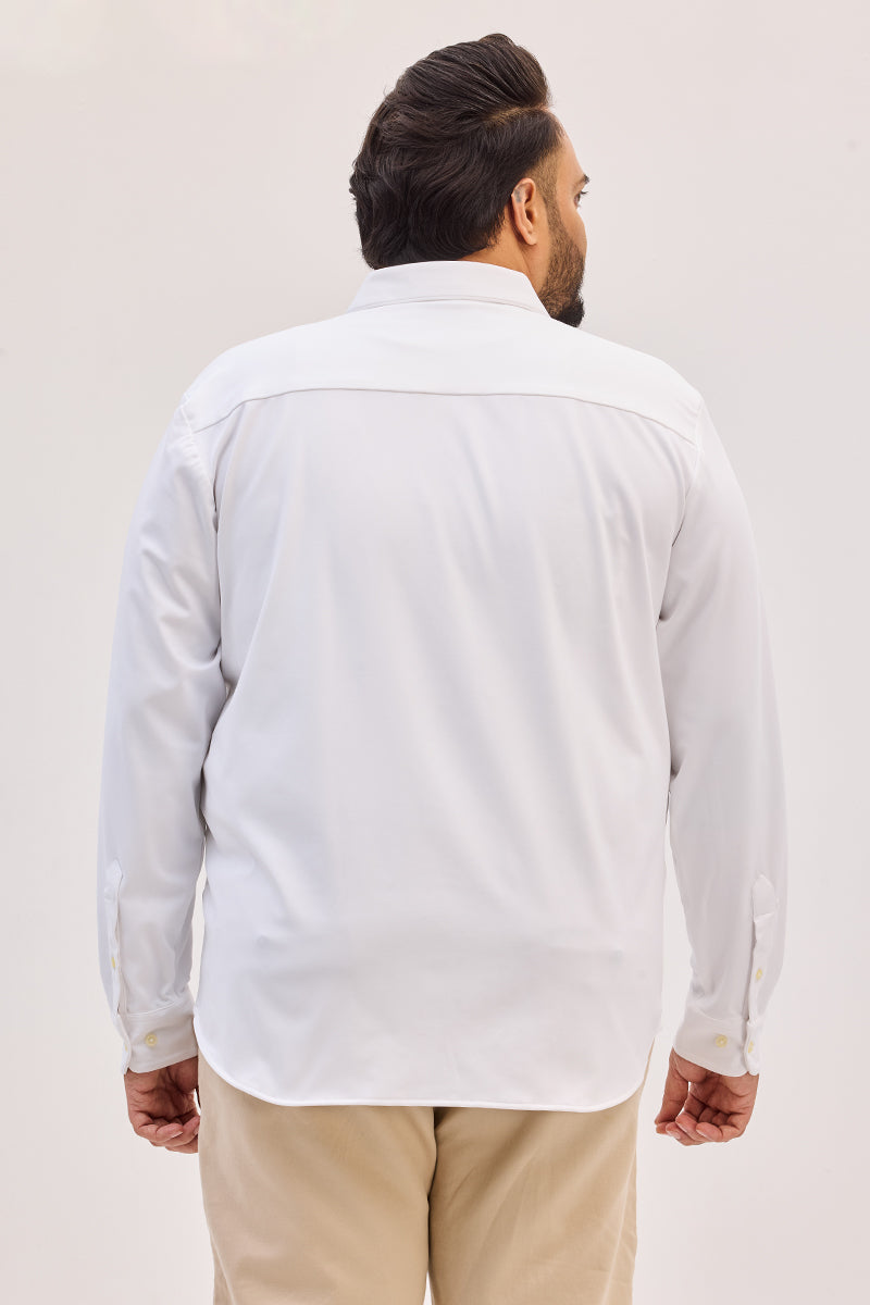 White Regular Fit Stretch Shirt