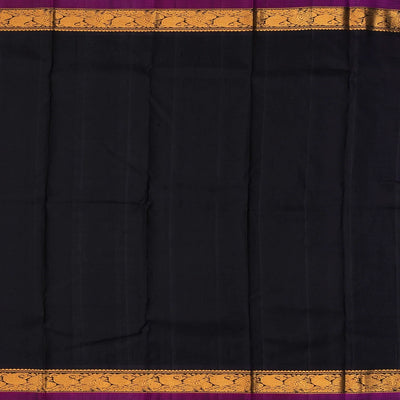 Mint Green Handloom Kanchipuram Korvai Silk Saree With Black Border