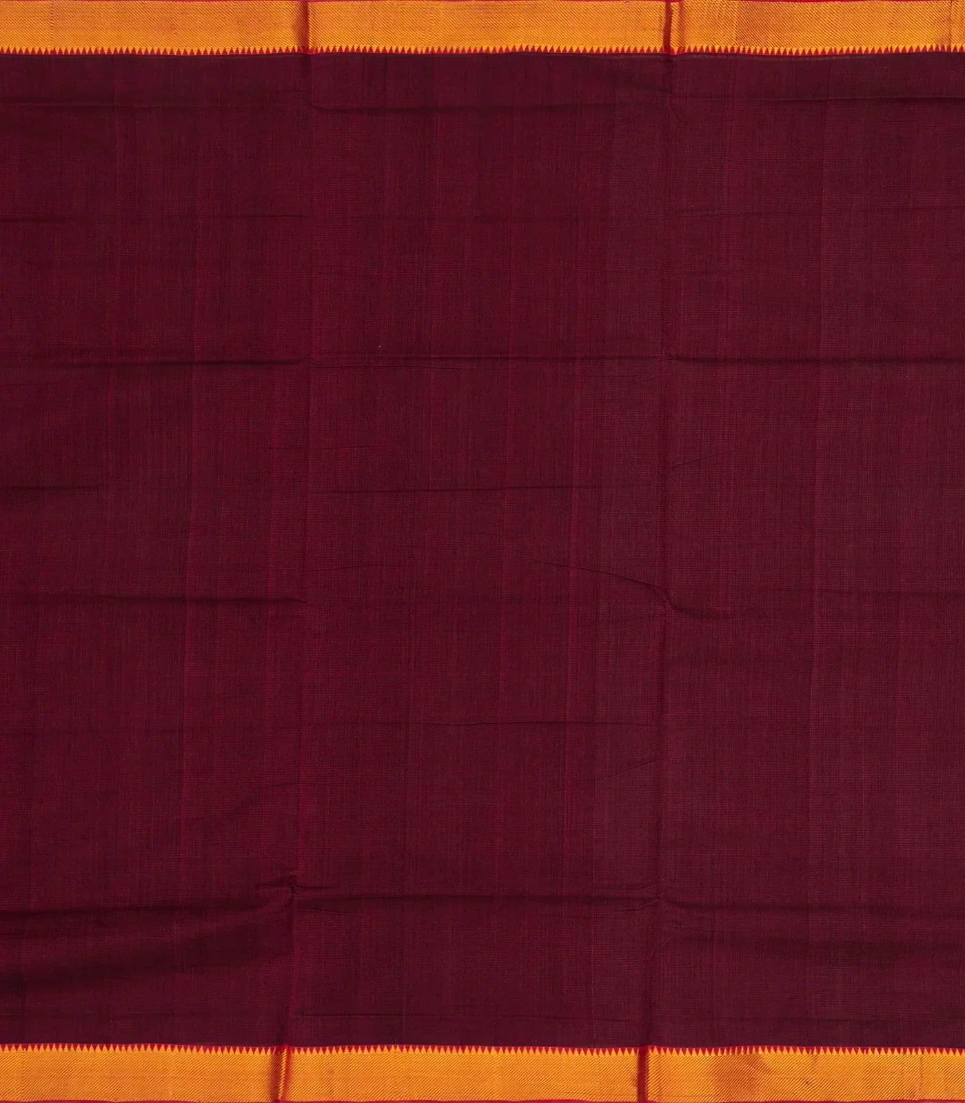 Burgundy Mangalagiri Cotton Saree With Contrast Zari Border