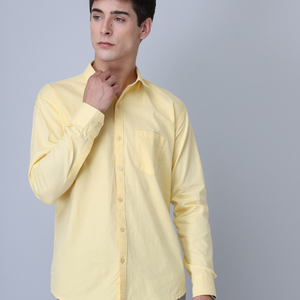 Frankshirt Yellow Solid Tailored Fit Cotton Casual Shirt for Man