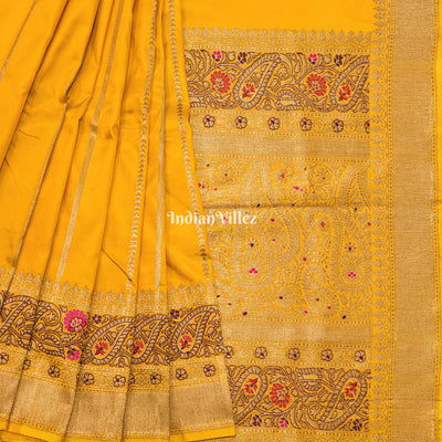 Yellow Designer Banarasi Meenakari Katan Silk Saree