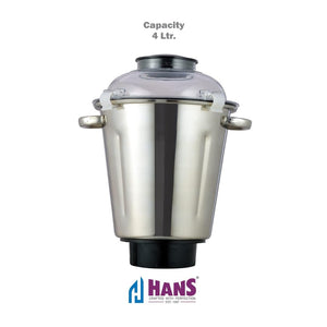 HANS Dominar X Pro 2000 Watts 2.8 HP Commercial Mixer Grinder With 2 Jar Heavy Duty | Black GreY