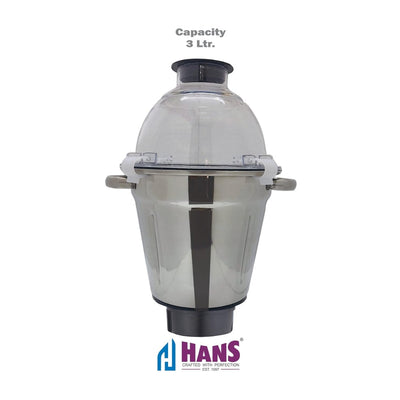HANS Dominar X Pro 2500 Watts 3.5 HP Commercial Mixer Grinder With 3 Jar Heavy Duty | Black Grey