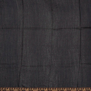 Black Handloom Tussar Silk Saree With Printed With Bird Motifs