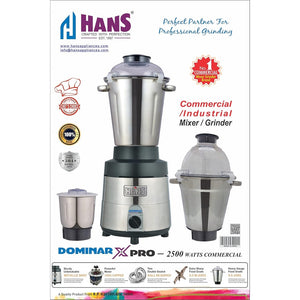 HANS Dominar X Pro 2500 Watts 3.5 HP Commercial Mixer Grinder With 3 Jar Heavy Duty | Black Grey