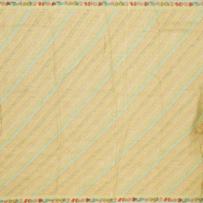 Pista Green Handloom Linen Saree With Printed Floral Motifs