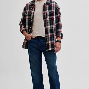 Black Double Pocket Flannel Overshirt
