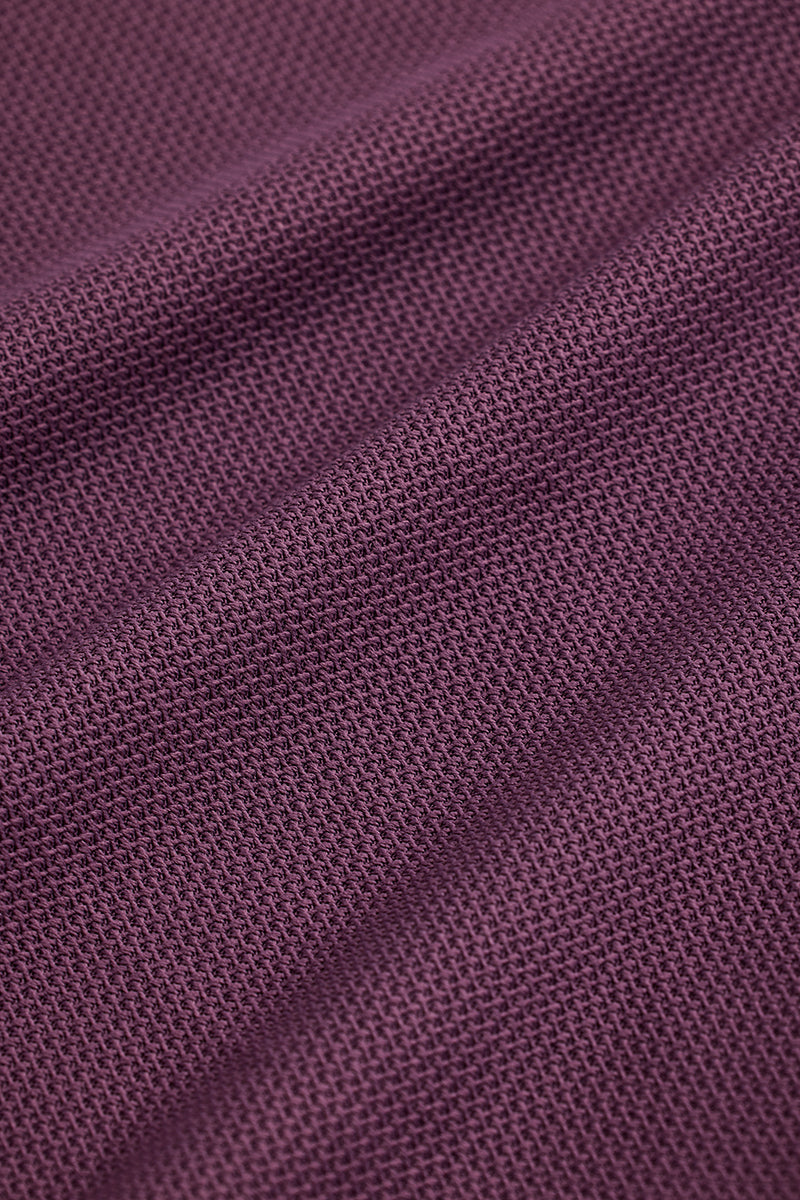 Purple Textured Polo T-Shirt