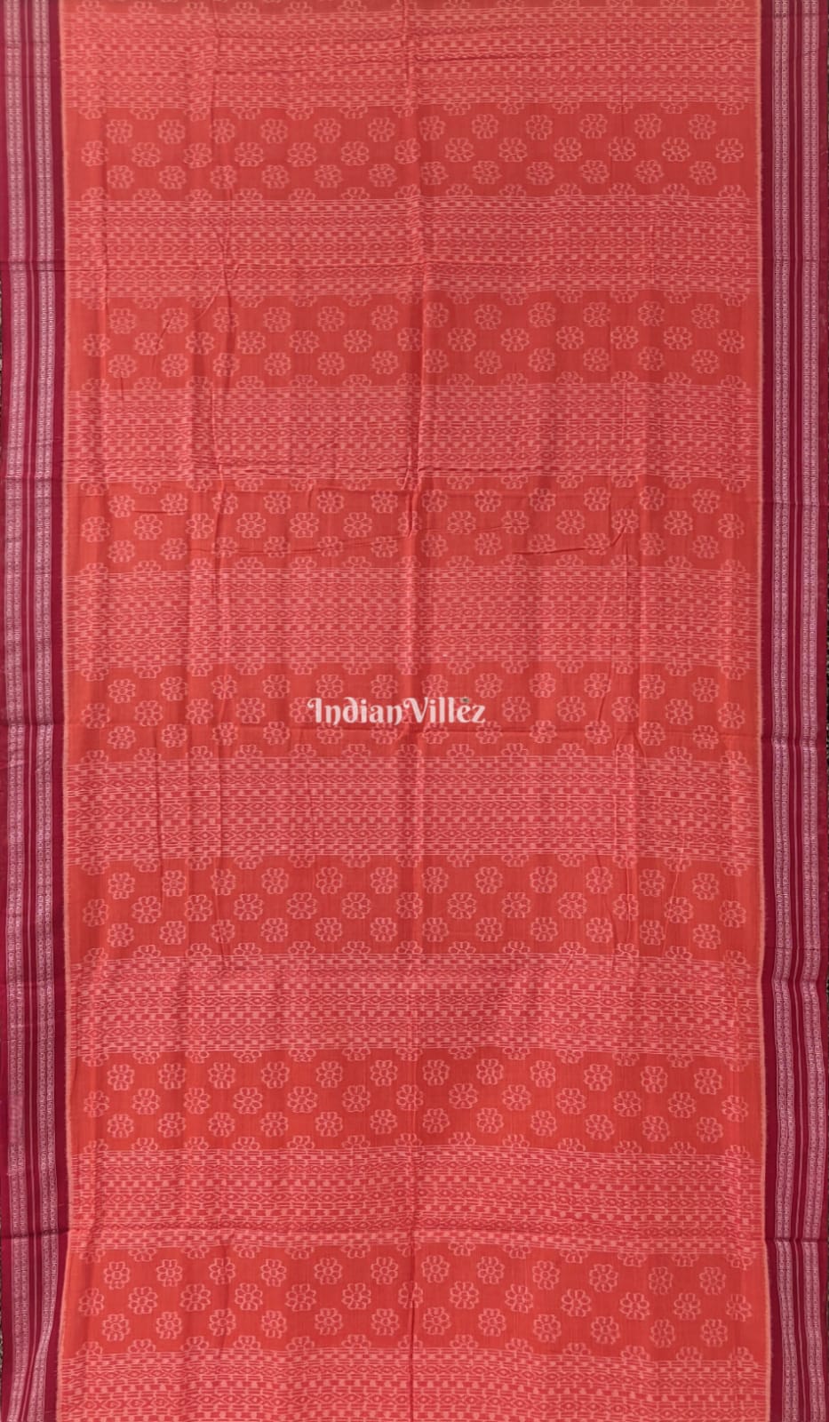 Orange Odisha Ikat Maniabandha Cotton Jharana Saree