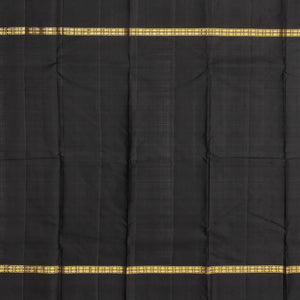 Black Handloom Kanchipuram Silk Saree With Silk Checks