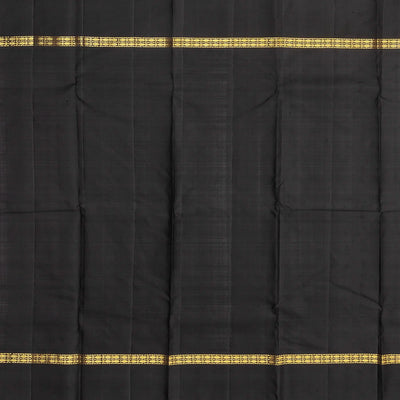 Black Handloom Kanchipuram Silk Saree With Silk Checks
