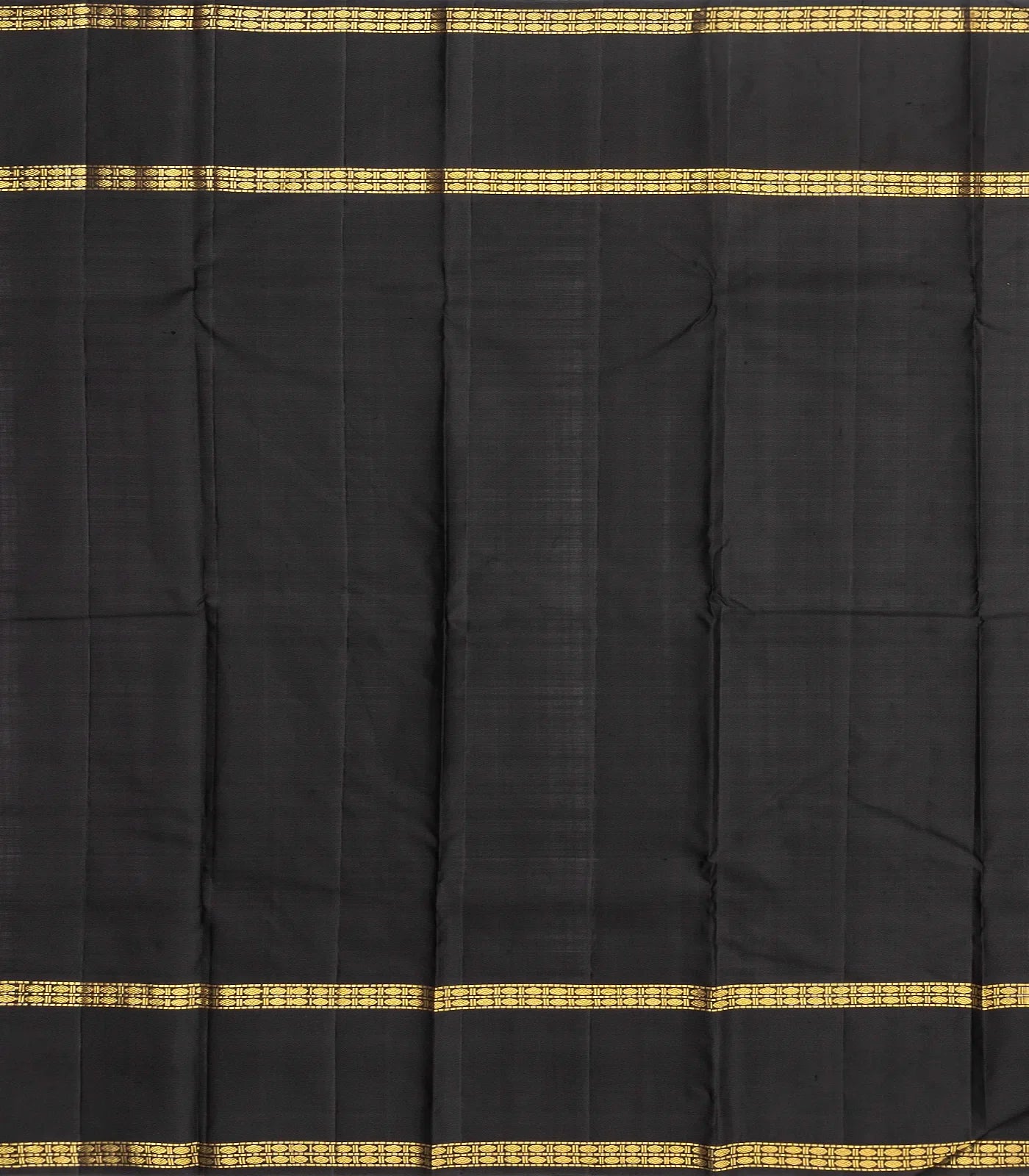 Black Handloom Kanchipuram Silk Saree With Silk Checks