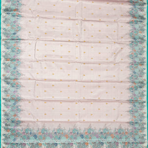 Off White Handloom Kanchipuram Tissue Silk Saree With Meena Floral Border