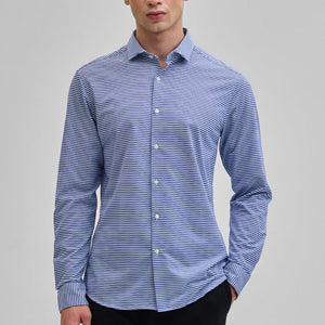 Dark Blue Stripes Stretch Shirt