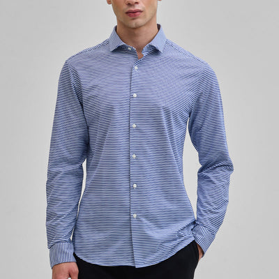 Dark Blue Stripes Stretch Shirt