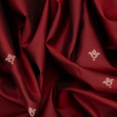 Maroon Handloom Soft Silk Saree With Floral Butta -Maroon