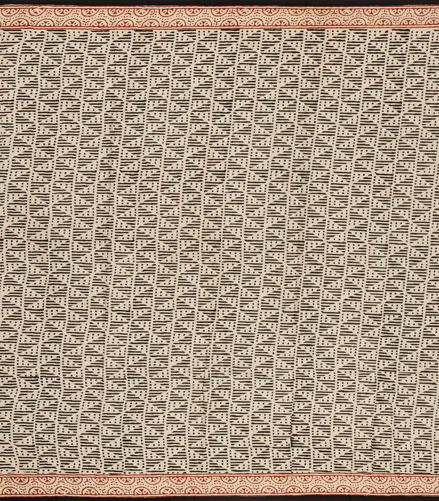 Taupe Woven Jaipur Cotton Saree Printed With Black Flower Motifs