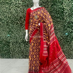 Maroon Contemporary Odisha Ikat Silk Saree
