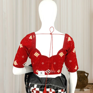 Red Pasapali Odisha Ikat Sambalpuri Cotton Blouse