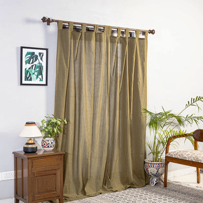 Brown - Jacquard Weave Cotton Door Curtain (7 x 3 Feet) (single piece)
