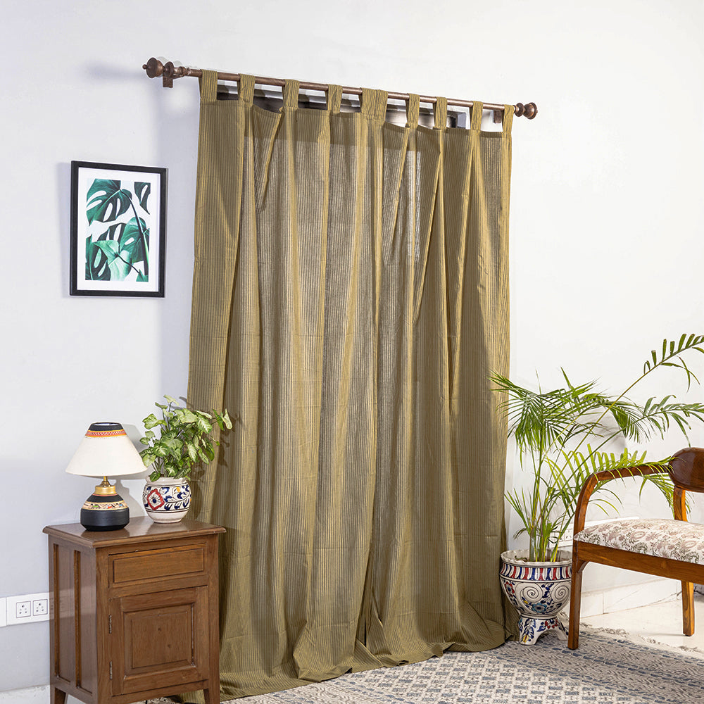 Brown - Jacquard Weave Cotton Door Curtain (7 x 3 Feet) (single piece)