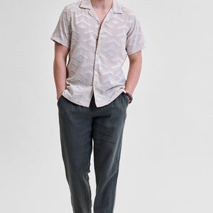 Cream Geometric Box Fit Shirt