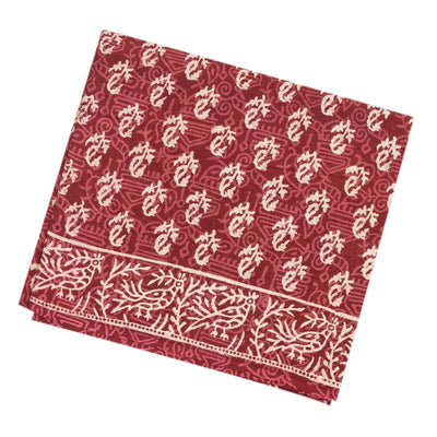 Brown Woven Jaipur Cotton Saree Printed With Flower  Motifs